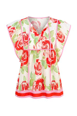 Womens Light Pink Floral Peplum Babydoll Tops  | CicyBell