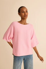 Womens Light Pink Half Sleeve Sweaters | CicyBell