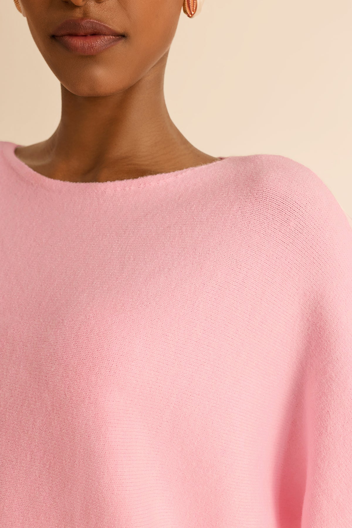 Womens Light Pink Half Sleeve Sweaters | CicyBell