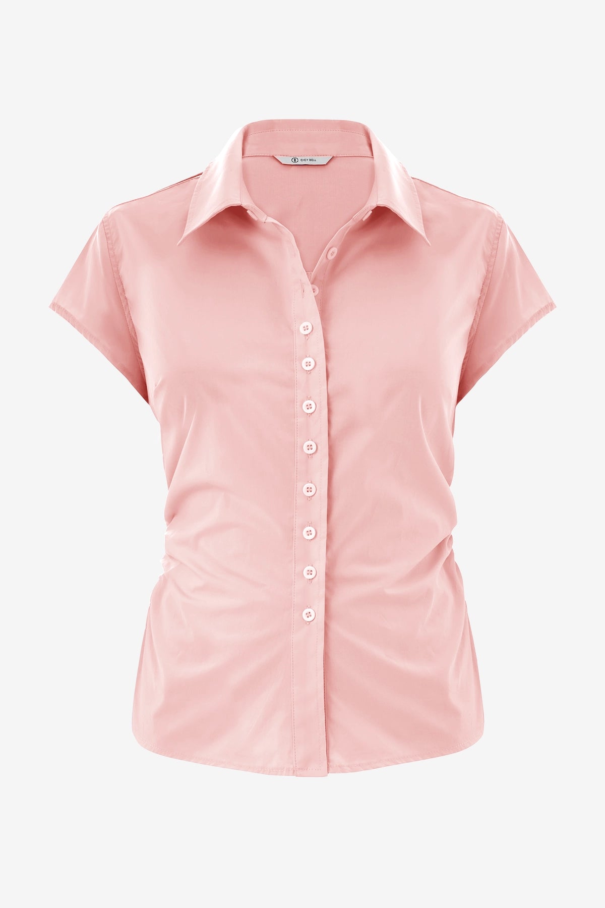 Womens Light Pink Summer Button Down Shirts  | CicyBell