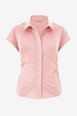 Womens Light Pink Summer Button Down Shirts  | CicyBell