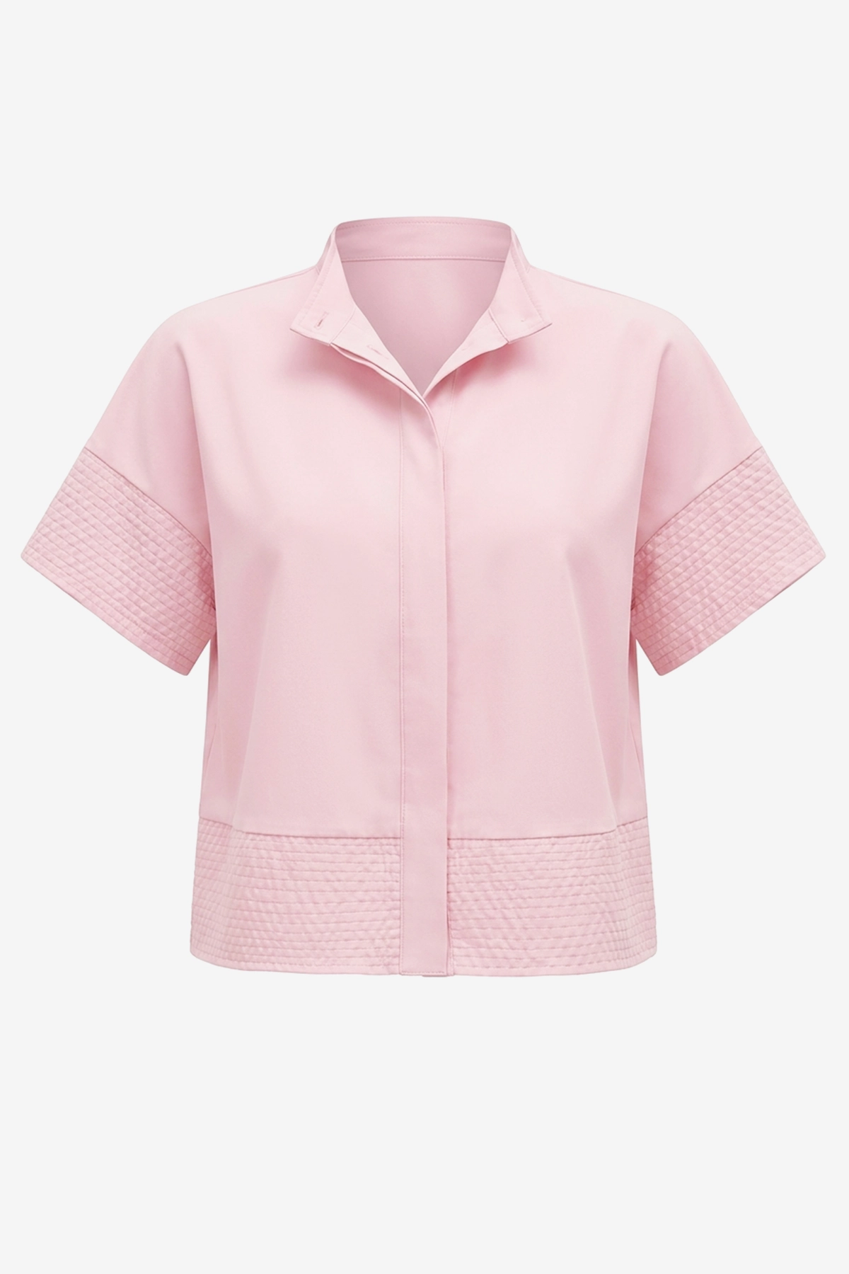 Womens Light Pink Cropped Short Sleeve Shirts| CicyBell