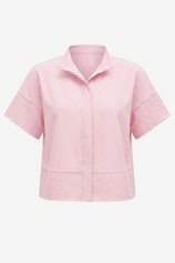 Womens Light Pink Cropped Short Sleeve Shirts| CicyBell