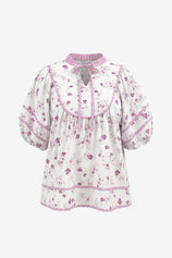 Womens Light Purple Floral Babydoll Blouse | CicyBell