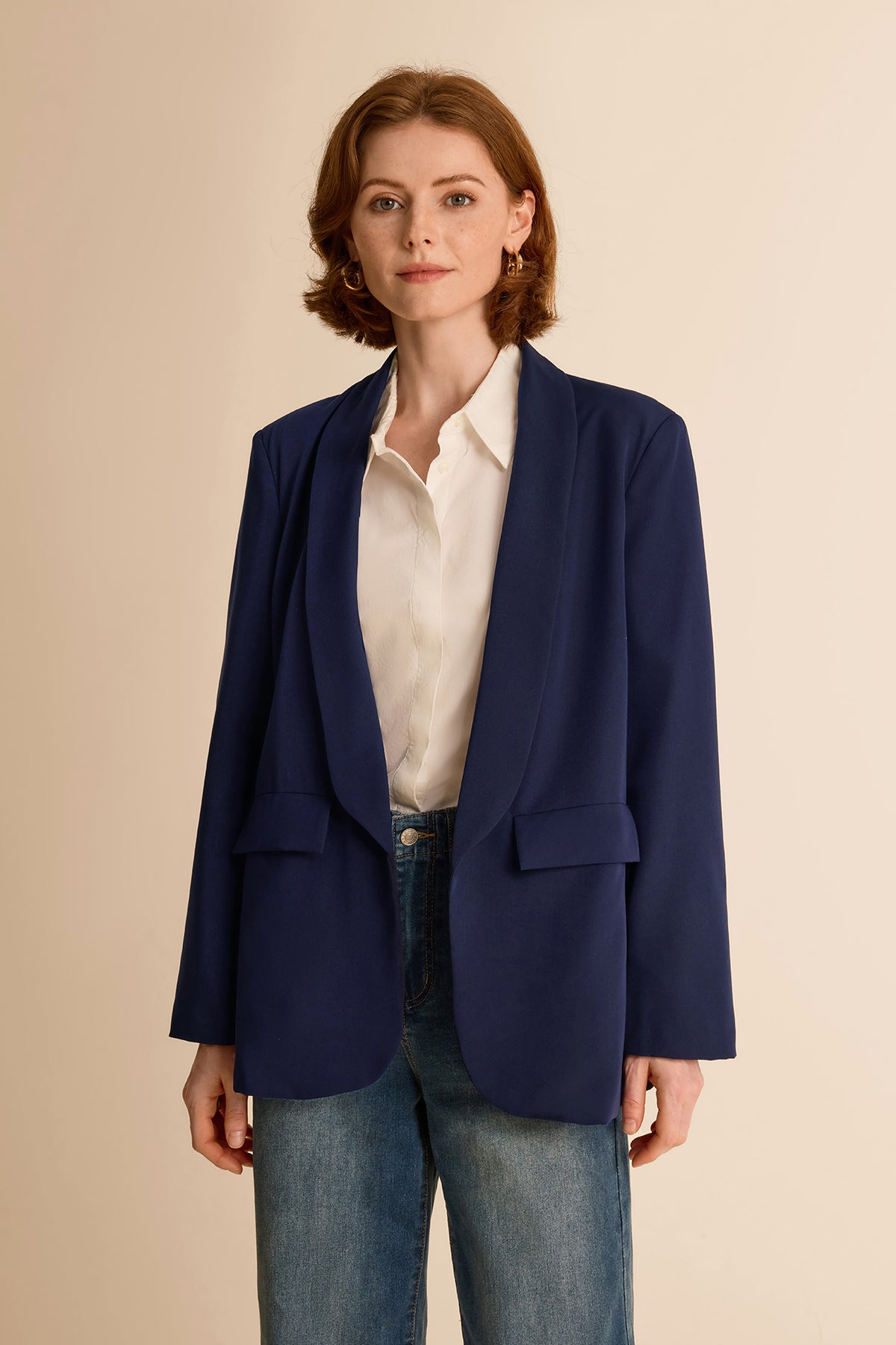 Womens Navy Business Casual Blazer | CicyBell