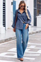 Cicy Bell Womens Navy Denim Shirt