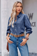 Cicy Bell Womens Navy Denim Shirt