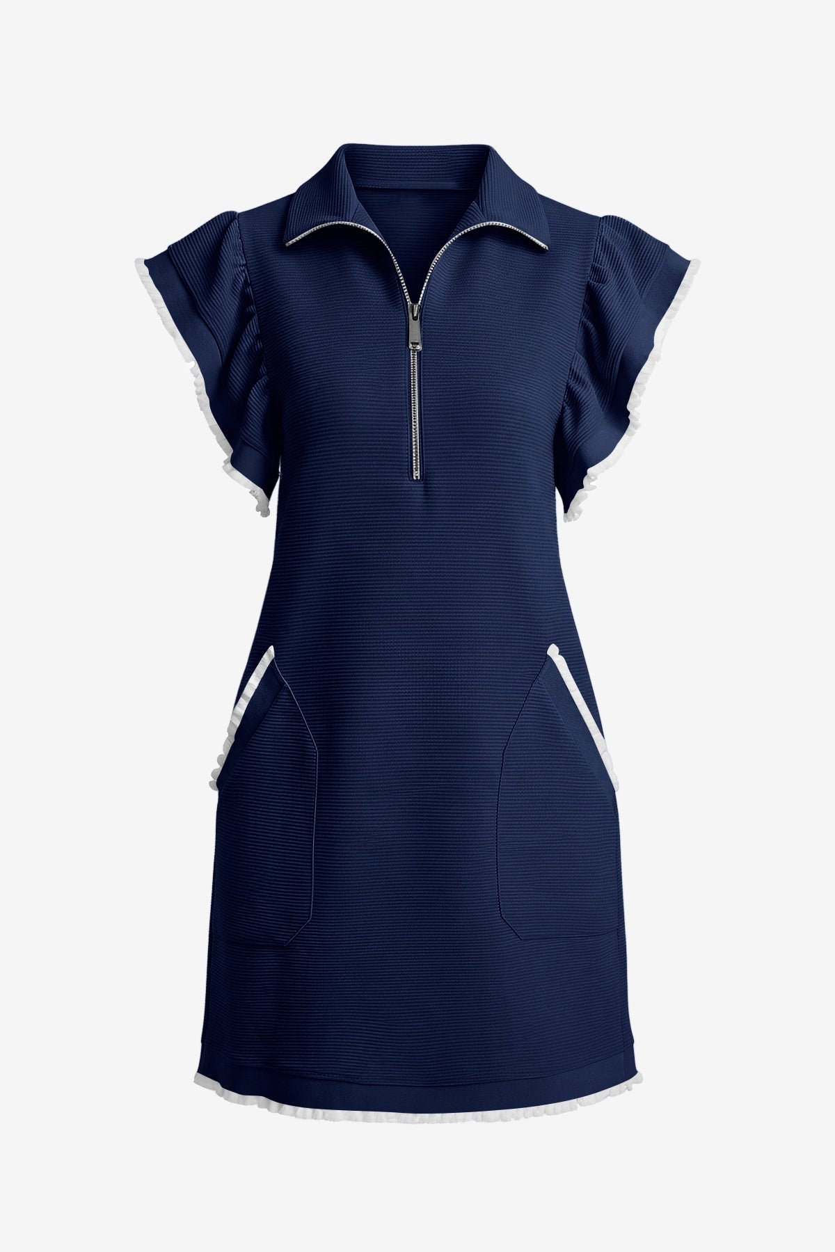 Womens Navy Ruffle Cap Sleeve Dress  | CicyBell