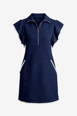 Womens Navy Ruffle Cap Sleeve Dress  | CicyBell
