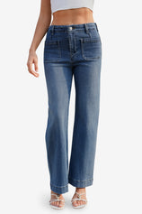 Womens Navy Straight Leg High Waisted Jeans | CicyBell