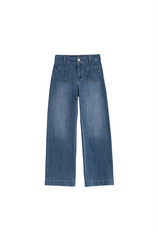 Womens Navy Straight Leg High Waisted Jeans | CicyBell