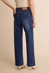 Womens Navy Wide Leg Jeans | CicyBell