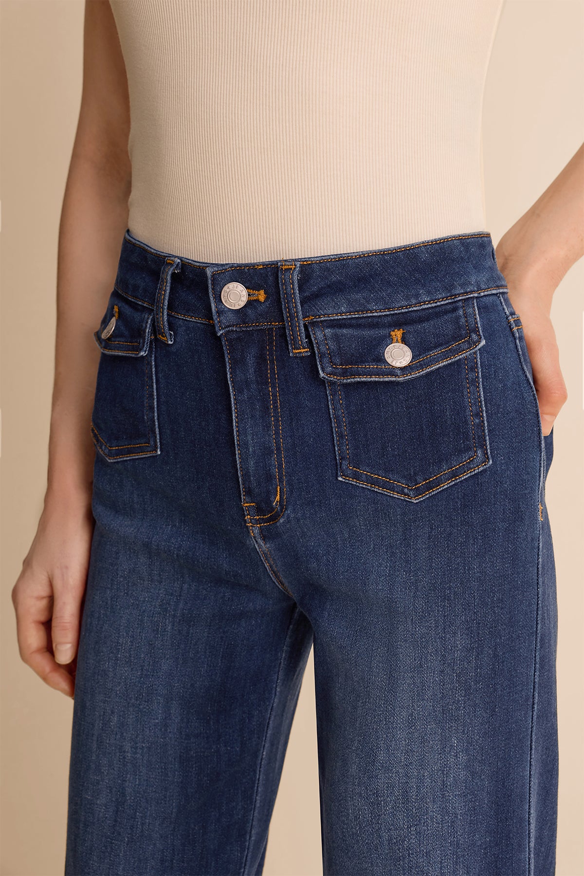 Womens Navy Wide Leg Jeans | CicyBell