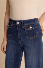 Womens Navy Wide Leg Jeans | CicyBell