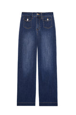 Womens Navy Wide Leg Jeans | CicyBell