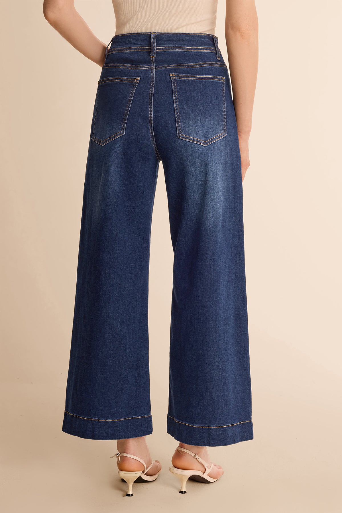 Womens Navy Baggy Wide Leg Jeans | CicyBell