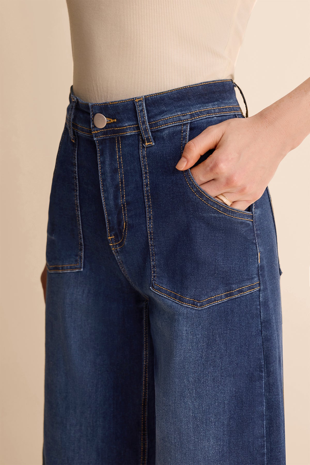 Womens Navy Baggy Wide Leg Jeans | CicyBell