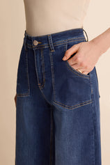 Womens Navy Baggy Wide Leg Jeans | CicyBell