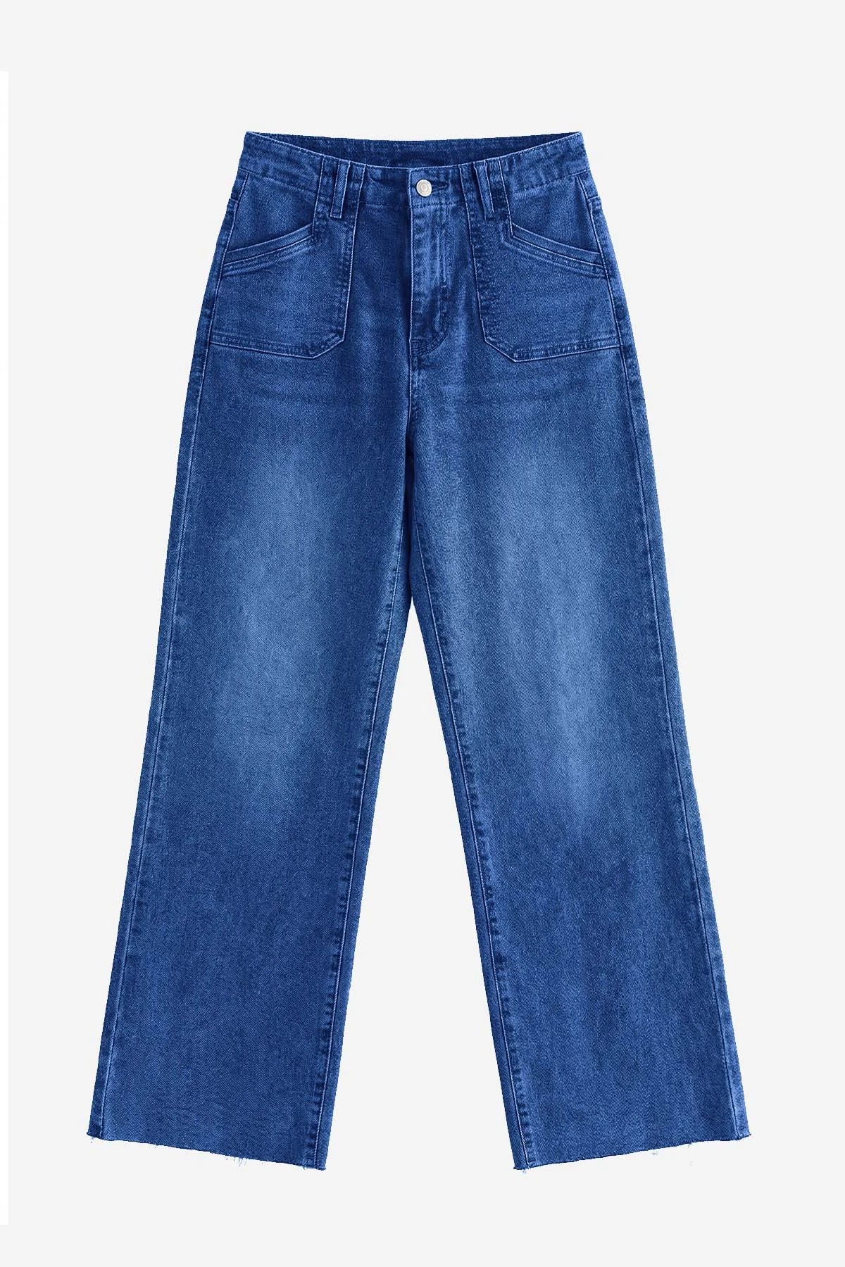 Womens Navy High Waisted Straight Jeans | CicyBell