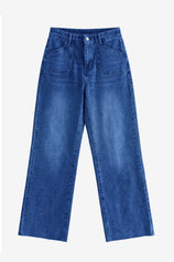 Womens Navy High Waisted Straight Jeans | CicyBell