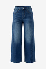 Womens Navy High Waisted Wide Leg Jeans | CicyBell