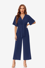 Womens Navy Wide Leg Long Pants Rompers | CicyBell