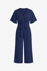 Womens Navy Wide Leg Long Pants Rompers | CicyBell