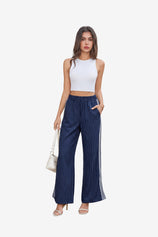 Womens Navy Wide Leg High Waisted Pants | CicyBell