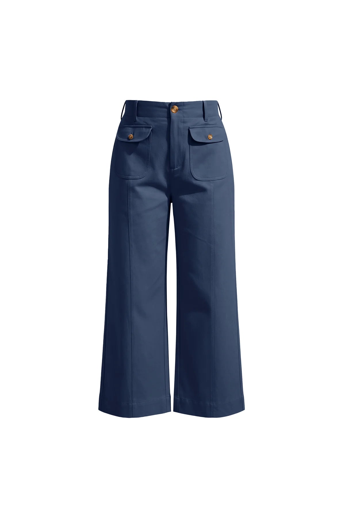 Womens Navy Cropped Wide Leg Pants | CicyBell