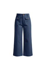 Womens Navy Cropped Wide Leg Pants | CicyBell