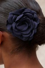 Womens Navy 4'' Rose Brooch Pin | CicyBell