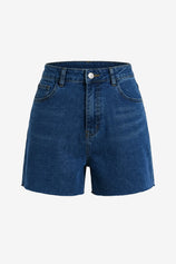 Womens Navy High Waisted Jean Shorts | CicyBell