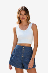Comfort Stretch Flouncy Navy Denim Shorts | CicyBell