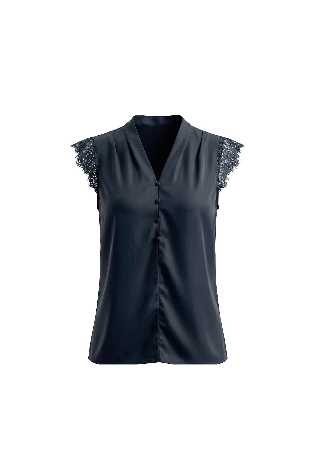 Womens Navy Silk Satin Tank Tops | CicyBell