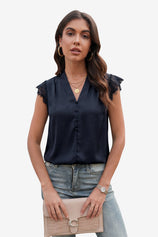 Womens Navy Silk Satin Tank Tops | CicyBell