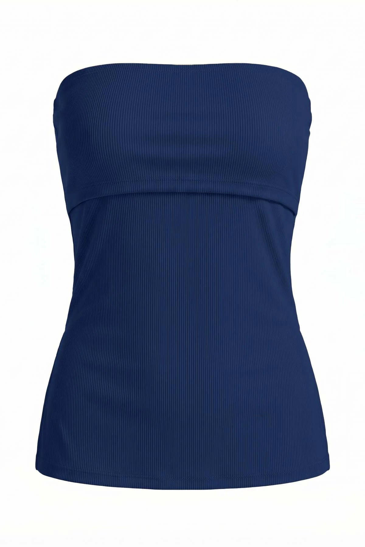Womens Navy Strapless Tube Y2K Tops | CicyBell