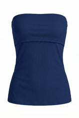 Womens Navy Strapless Tube Y2K Tops | CicyBell