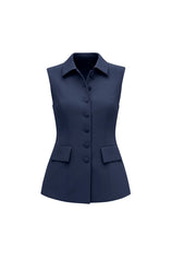 Womens Navy Tops Button Down Suit Vest | CicyBell
