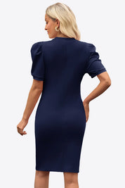 Cicy Bell Womens Navy Puff Sleeve Bodycon Work Dresses