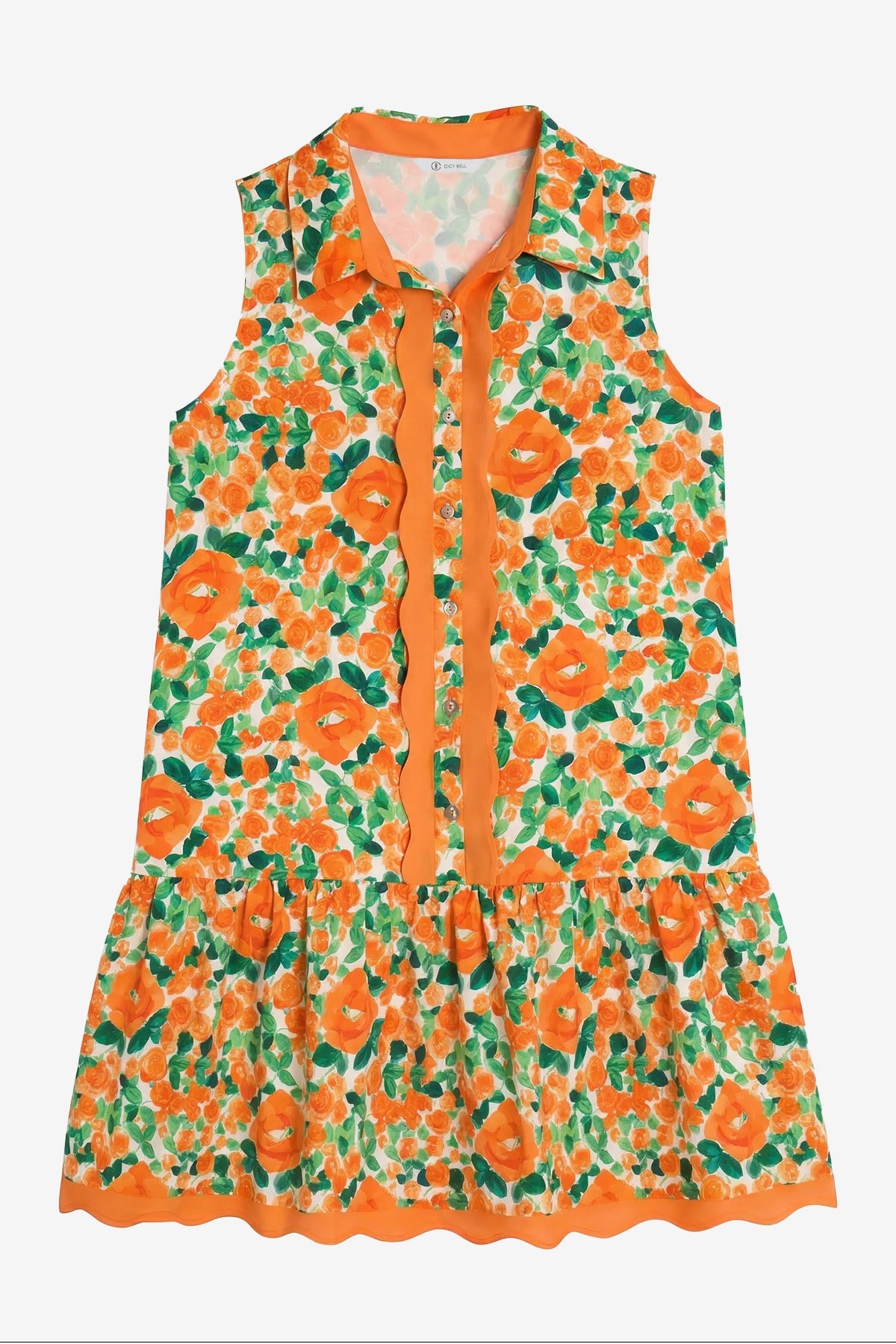 Womens  Orange Floral Mini Dress | CicyBell