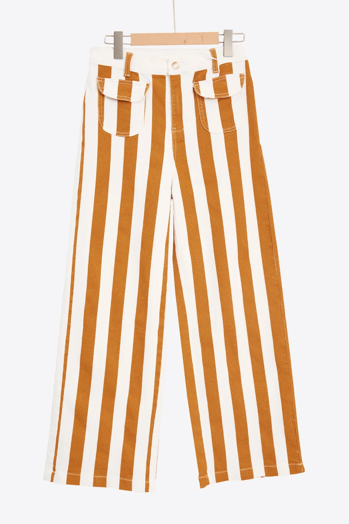 Womens Orange Striped Wide Leg Jeans | CicyBell