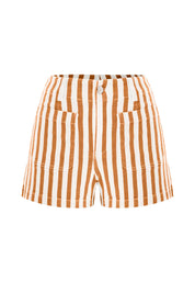 Womens Orange Summer Striped Shorts | CicyBell
