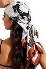 Womens Orange&red Boho Floral Printed Hair Scarves | CicyBell