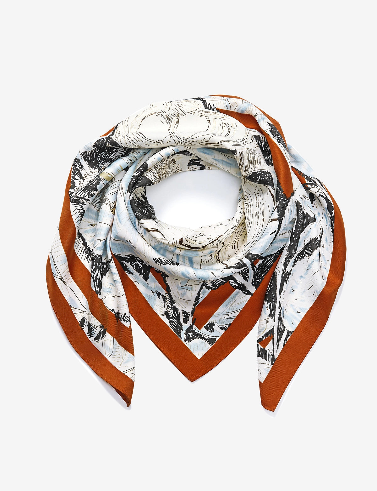 Cicy Bell Women's Boho Floral Scarf, a large 35.4" square silk satin headscarf featuring a hand-painted artistic print. This versatile 100% polyester floral scarf is perfect as a chic necktie, head wrap, or luxury handbag charm.