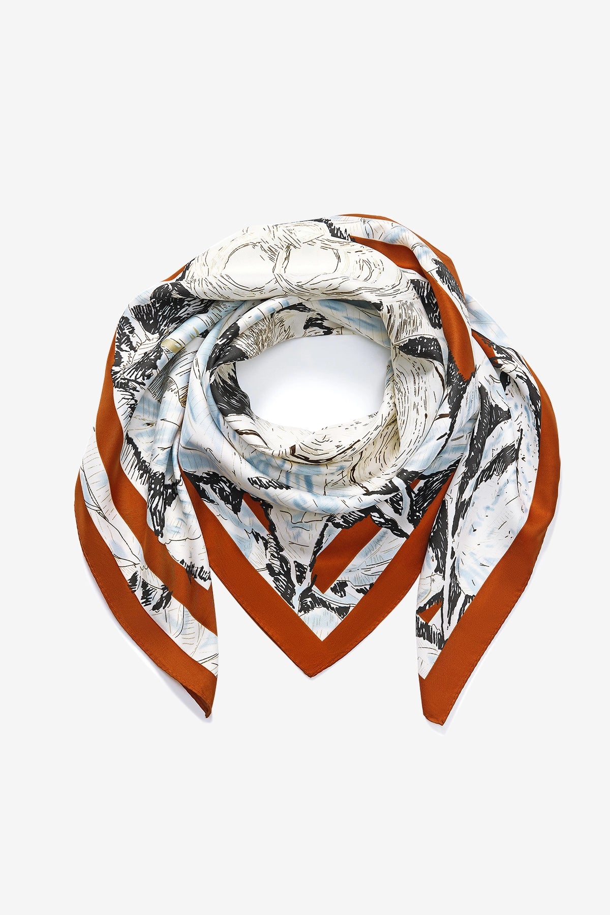 Cicy Bell Women's Boho Floral Scarf, a large 35.4" square silk satin headscarf featuring a hand-painted artistic print. This versatile 100% polyester floral scarf is perfect as a chic necktie, head wrap, or luxury handbag charm.