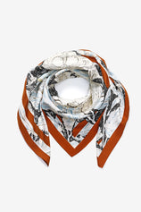 Cicy Bell Women's Boho Floral Scarf, a large 35.4" square silk satin headscarf featuring a hand-painted artistic print. This versatile 100% polyester floral scarf is perfect as a chic necktie, head wrap, or luxury handbag charm.
