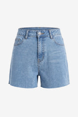Womens Pale Blue High Waisted Jean Shorts | CicyBell