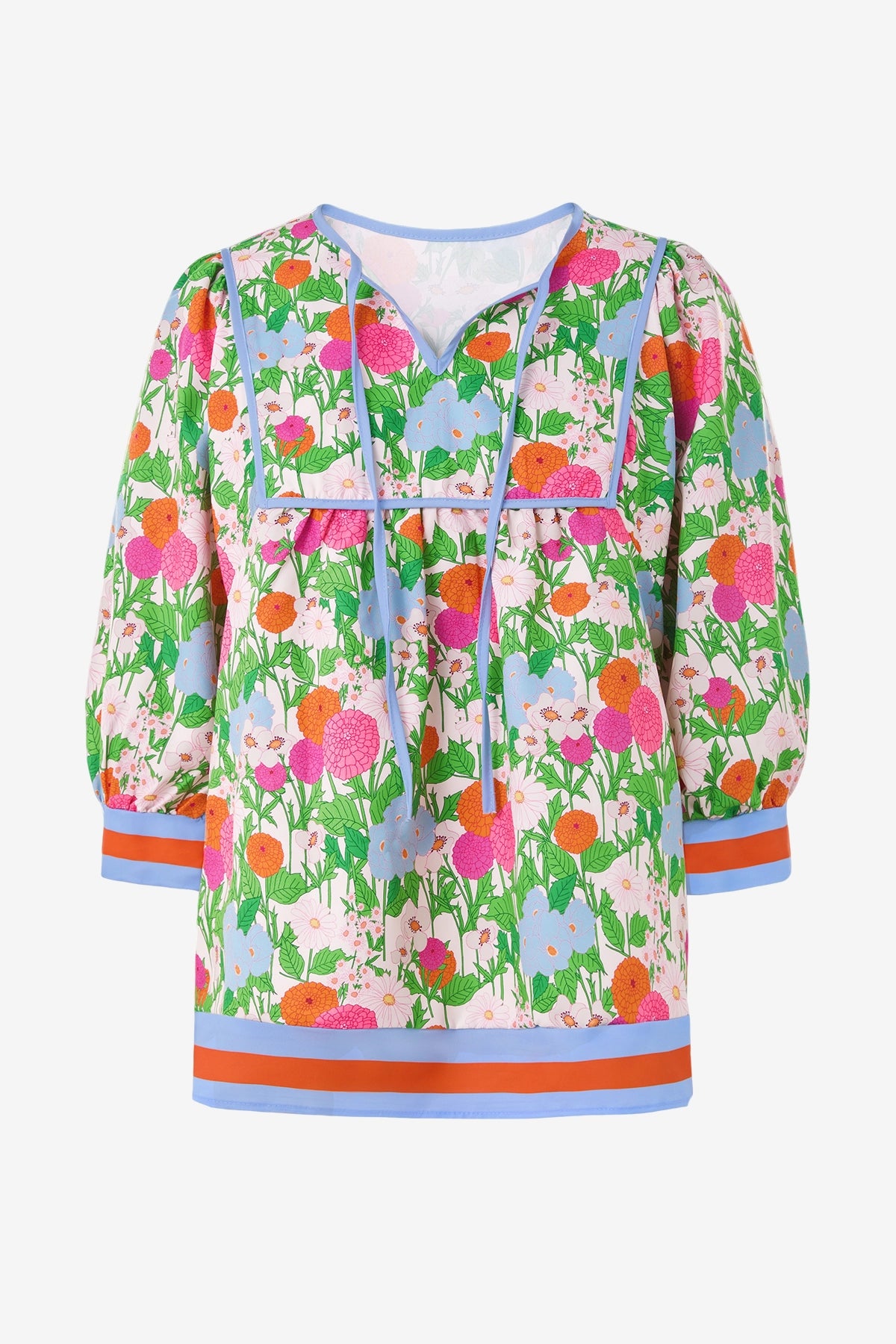 Womens Picture Color Floral Print Babydoll Blouse | CicyBell