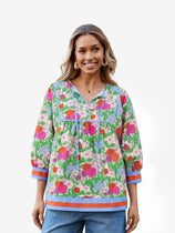 Womens Picture Color Floral Print Babydoll Blouse | CicyBell