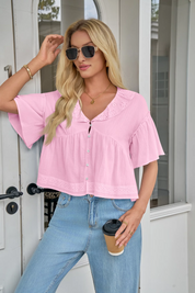 Cicy Bell Womens Pink Babydoll Tops